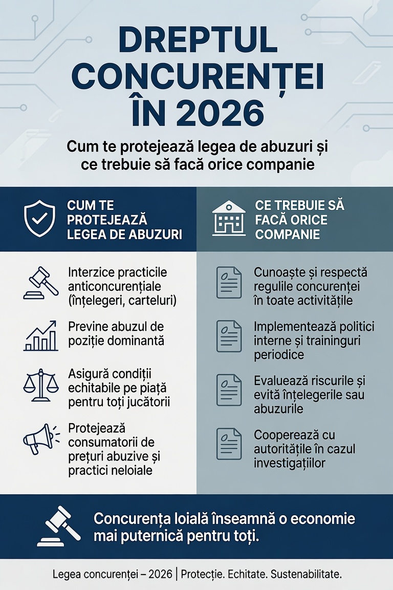 Dreptul Concurenței în 2026: Cum te protejează legea de abuzuri și ce trebuie să facă orice compani