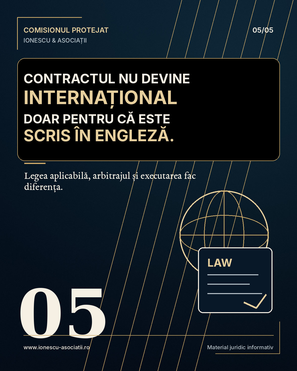 Un contract nu devine internațional doar pentru că este scris în engleză